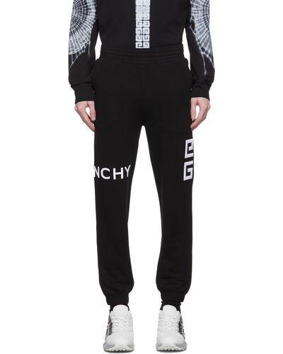 Givenchy Pantalon de survêtement 4g noir en coton à logo