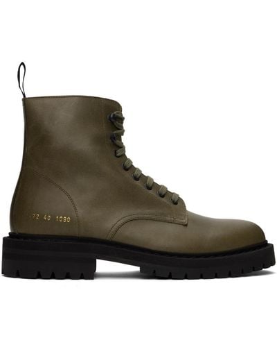 Common Projects Khaki Combat Boots - Green
