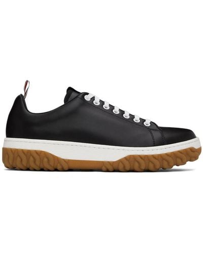 Thom Browne Thom E Cable Knit Court Trainers - Black
