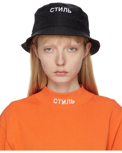 Heron Preston Black Style Bucket Hat - Orange