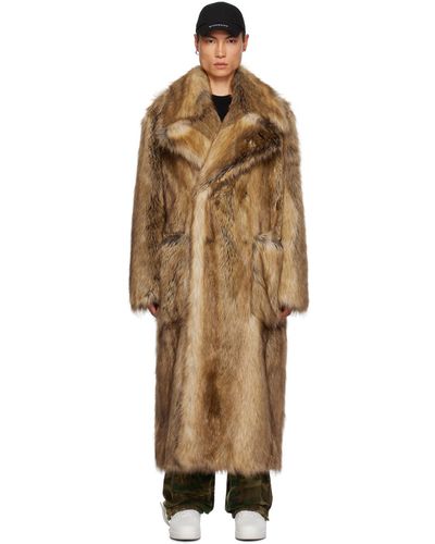 Givenchy Beige Double-breasted Faux-fur Coat - Multicolour