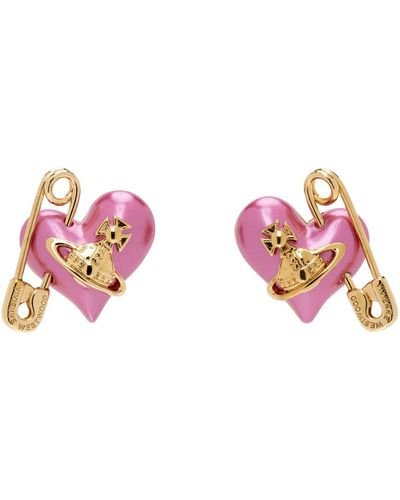 Vivienne Westwood Gold & Pink Orietta Earrings - Black
