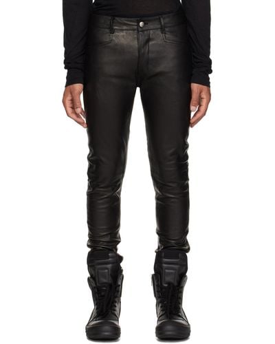 Rick Owens Black Tyrone Leather Trousers