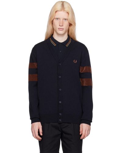 Fred Perry F perry cardigan bleu marine à rayures