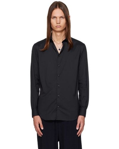 Giorgio Armani Navy Spread Collar Shirt - Black