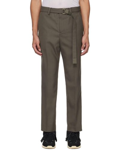 Sacai Taupe Belted Trousers - Multicolour