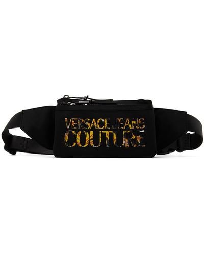 Versace ボンディング加工ロゴ ポーチ - ブラック