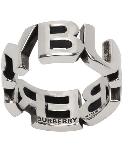 Burberry Bague argentée à logo - Métallisé