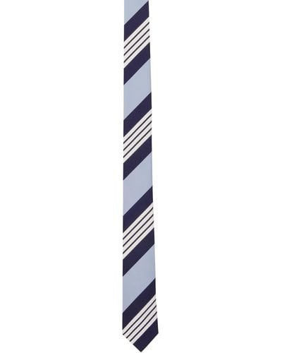 Thom Browne Thom e cravate bleue à motif à quatre rayures - Noir