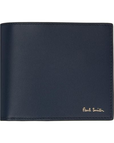 Paul Smith Blue Leather Billfold Signature Stripe Interior Wallet
