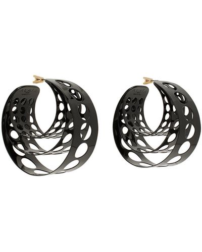 Alaïa Black Medium Metallic Hoop Earrings