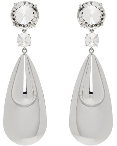 Area Boucles d'oreilles pendantes argentées à ornements en verre taillé - Blanc
