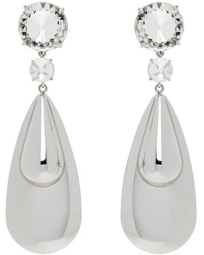 Area Crystal Teardrop Earrings - White