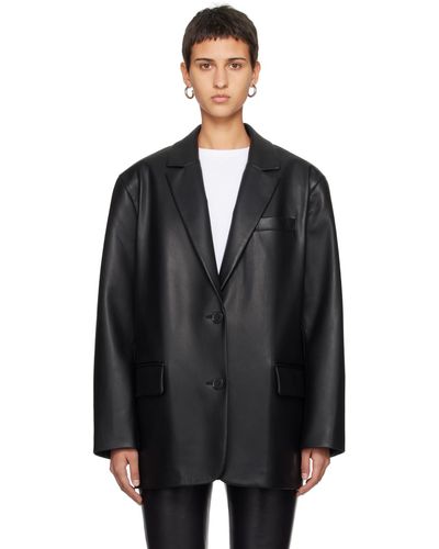 Stand Studio Emmie Faux-leather Blazer - Black