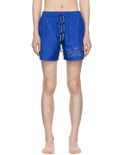 Balmain Embossed Swim Shorts - Blue