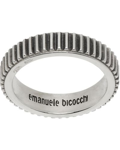 Emanuele Bicocchi Striped Band Ring - Metallic