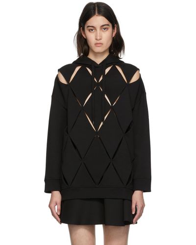 Valentino Black Argyle Cut-out Hoodie