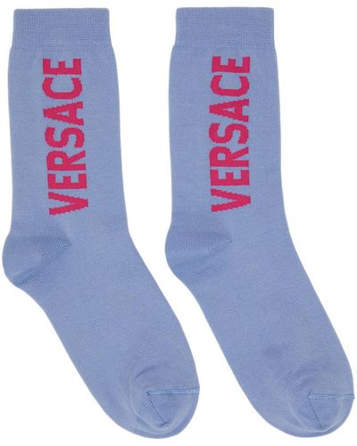 Versace Blue Logo Socks