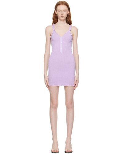 T By Alexander Wang Purple Three-button Minidress - Black