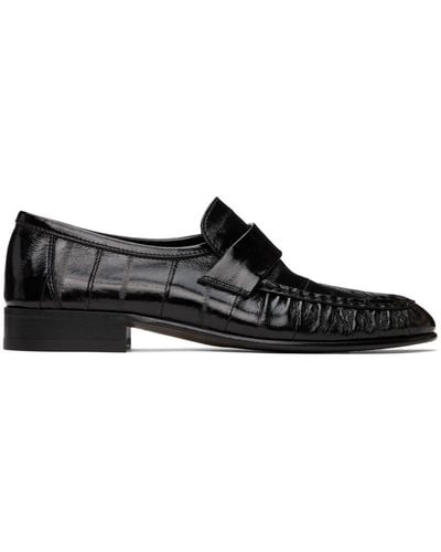 The Row Eel Crinkled Glossed-leather Loafers - Black