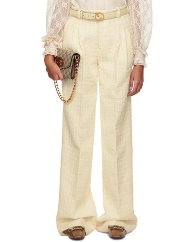 Gucci Off-white Pleated Pants - Natural