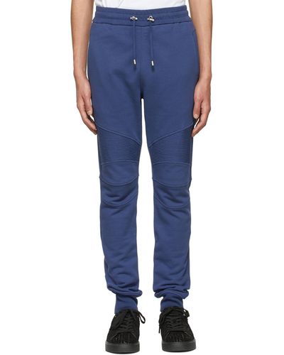 Balmain Pantalon de survêtement bleu en coton