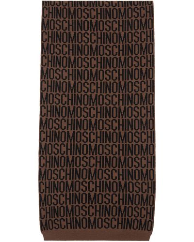 Moschino Écharpe brune à garnitures en tricot côtelé - Marron