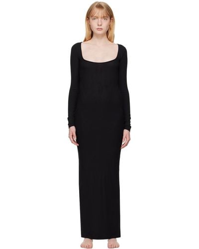 Skims Soft Lounge Long Sleeve Maxi Dress - Black