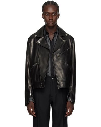 Versace Biker Leather Jacket - Black