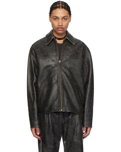 Guess USA Collar Leather Jacket - Black