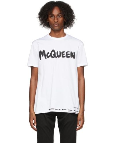 Alexander McQueen T-shirt blanc en coton à logo