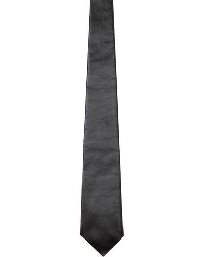 Bottega Veneta Cravate noire en cuir lustré