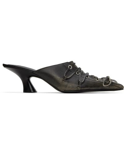 Acne Studios Black Lace-up Heel Mules