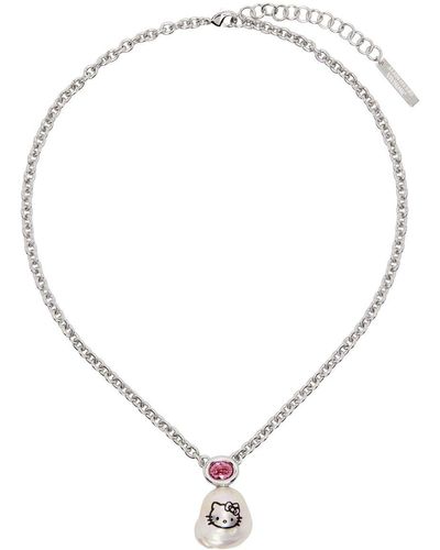 Jiwinaia Silver Hello Kitty Classic Pearl Necklace - Natural