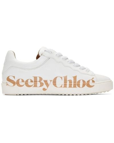 See By Chloé Essie White Leather Lace Up Sneakers
