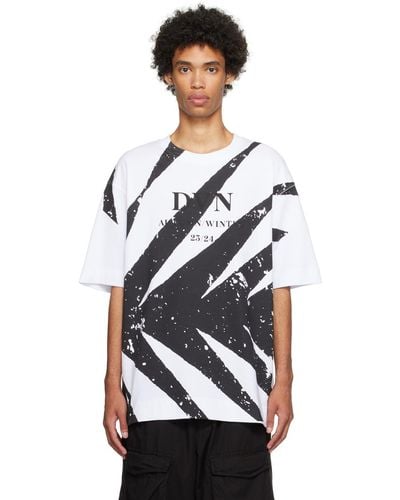 Dries Van Noten ホワイト スクリーンプリント Tシャツ - ブラック