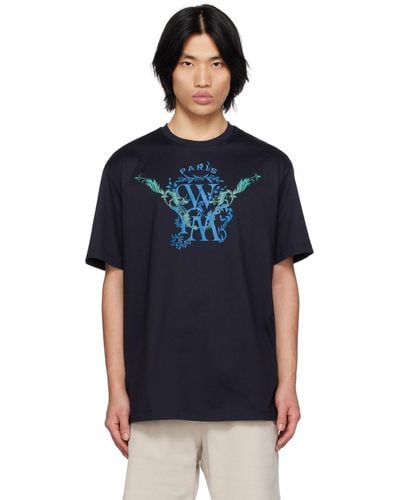 WOOYOUNGMI T-shirt bleu marine à image à logo imprimée