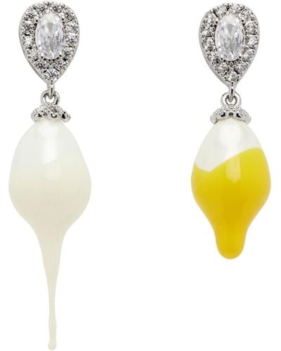 OTTOLINGER Yellow & White Pearl Drop Earrings - Multicolour