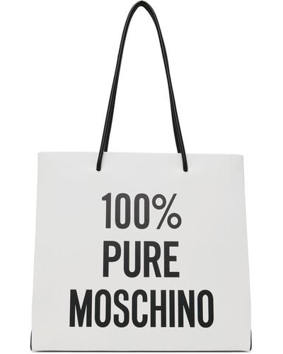 Moschino ホワイト 100% Pure トートバッグ - ブラック