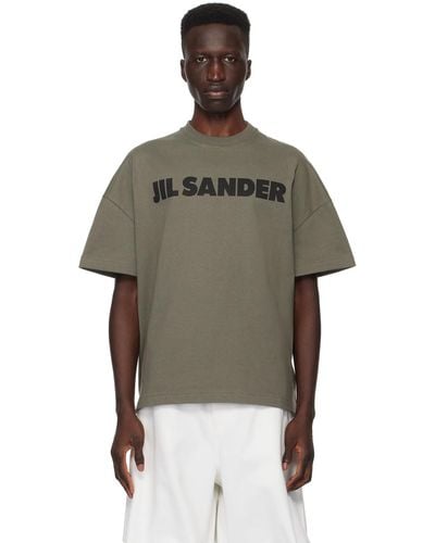 Jil Sander T-shirt vert à logo imprimé - Multicolore