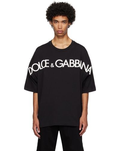 Dolce & Gabbana T-shirt ras de cou en coton à écusson 3D - Noir
