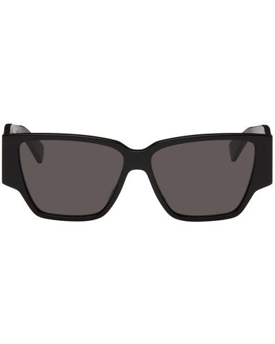 Bottega Veneta Lunettes de soleil carrées noires à ferrures à logo