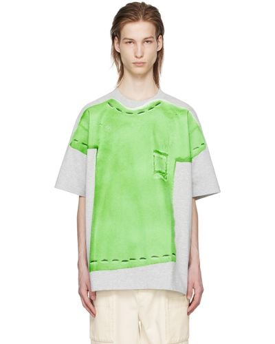 JW Anderson Grey Trompe L'oeil T-shirt - Green