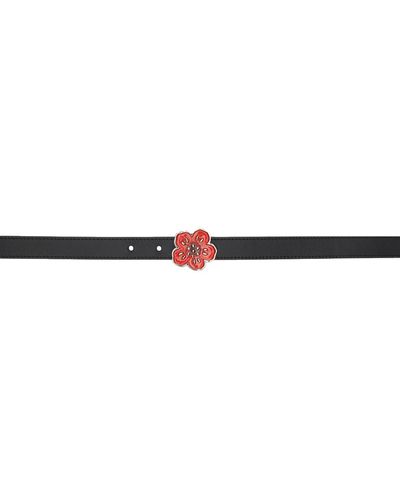 KENZO Paris Thin Boke Flower Reversible Belt - Black