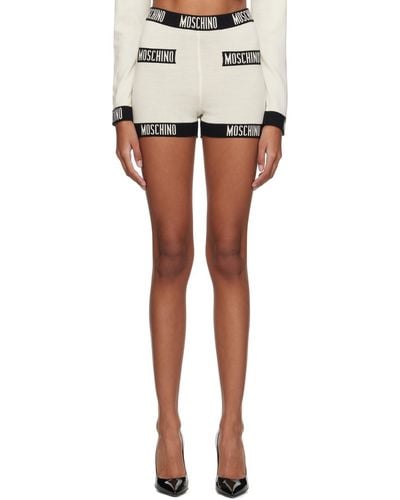 Moschino Off-white Jacquard Shorts - Black