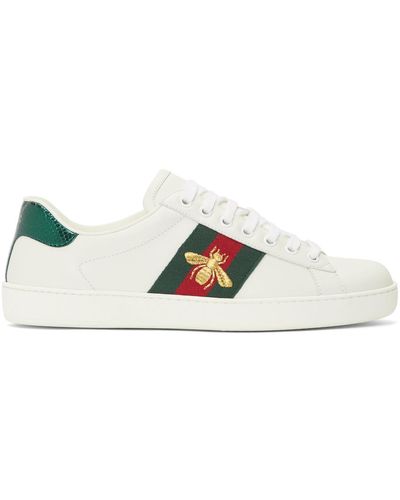 Gucci Baskets Ace Brodées Pour - Blanc