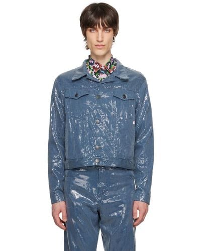 Charles Jeffrey Art Denim Jacket - Blue