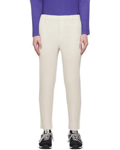 Homme Plissé Issey Miyake Homme Plissé Issey Miyake White Kersey Pleats Trousers - Blue