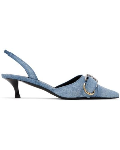 Givenchy Chaussures à petit talon bleues à ferrure voyou et à bride arrière - Noir