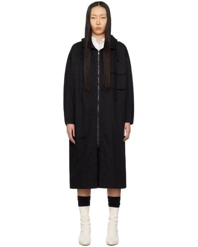 Y's Yohji Yamamoto Hooded Coat - Black